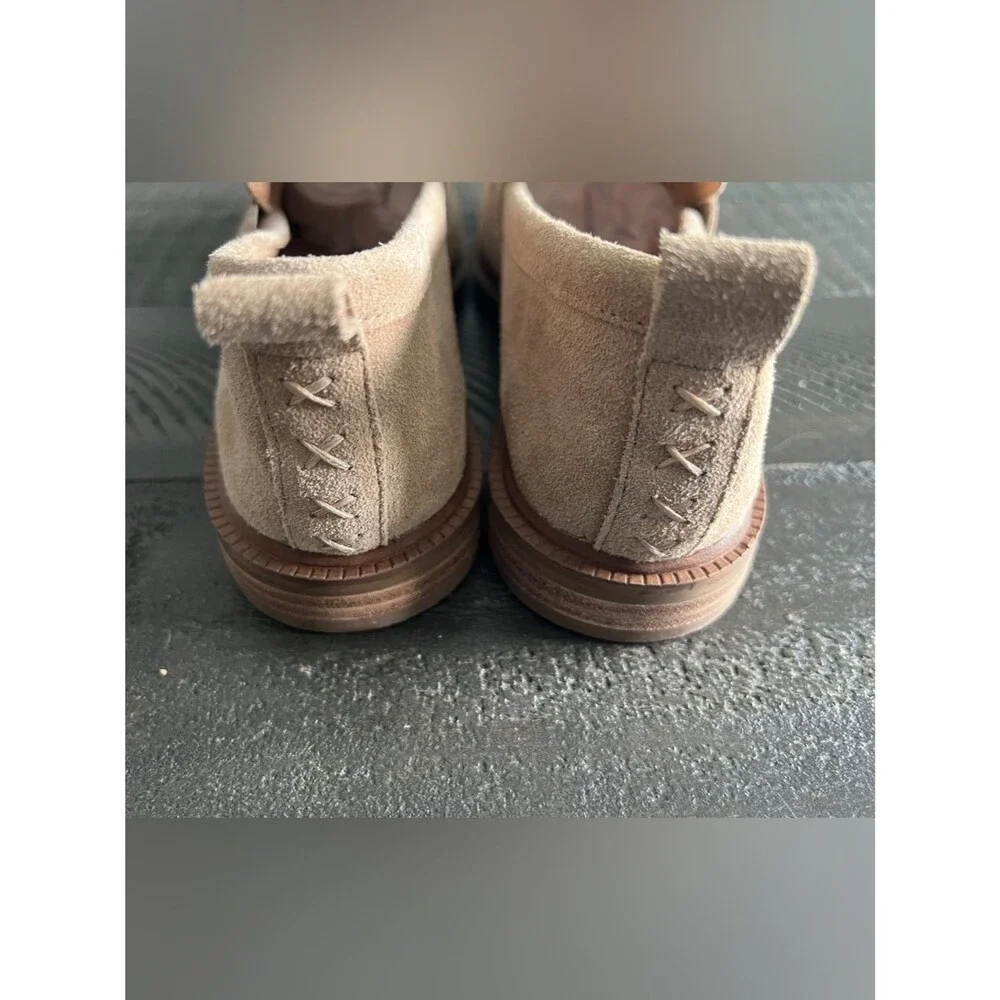 Kelsi Dagger Womens 8.5 Beige Suede Penny Loafers Lens Almond Preppy